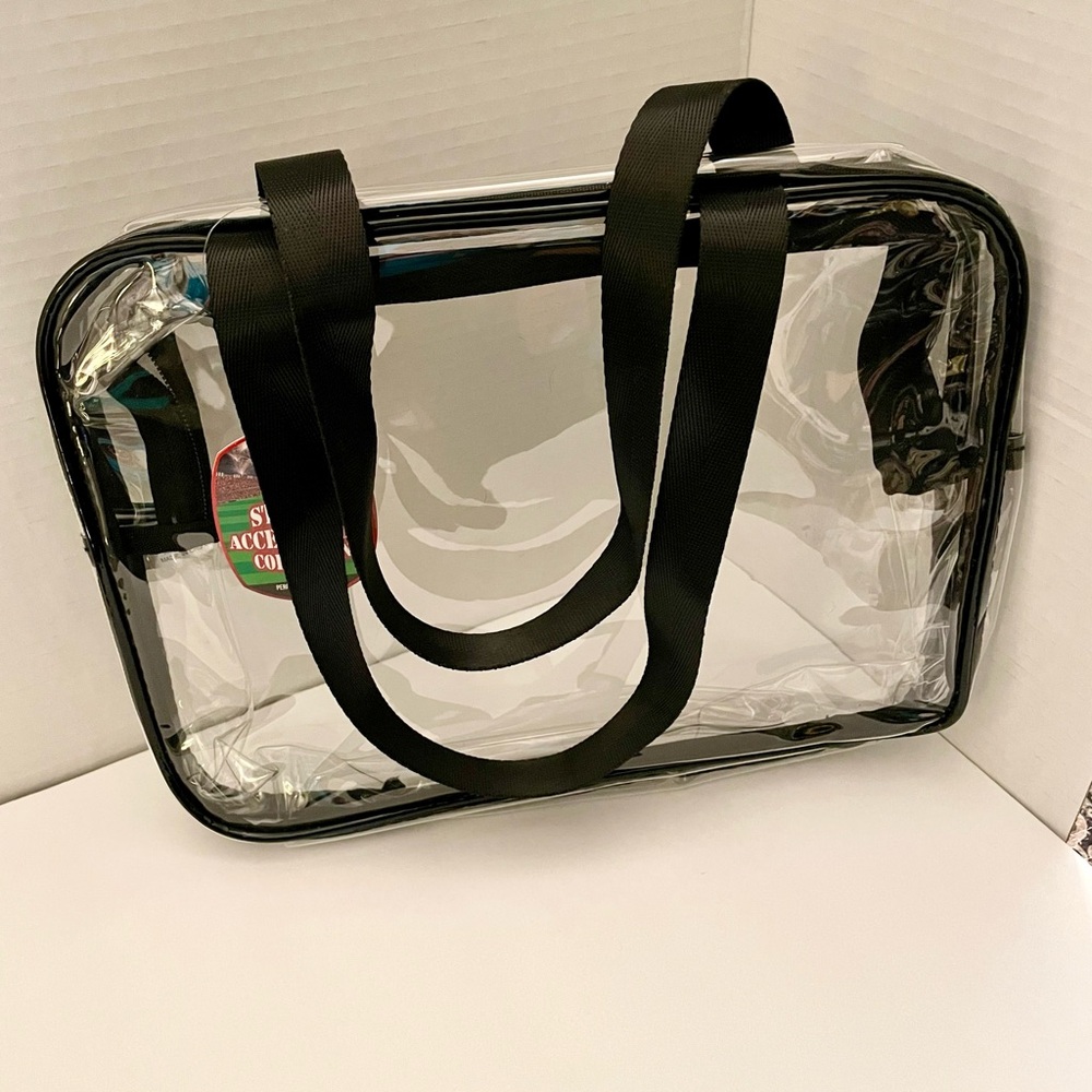 Large Clear Stadium/Concert/Festival Tote Bag with Black Trim NWT